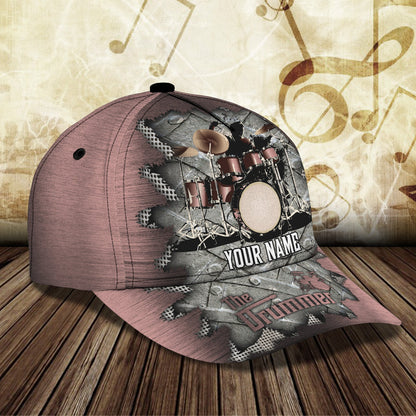 3D Classic Cap The Drummer Personalized Name Cap Lasfour CA0700