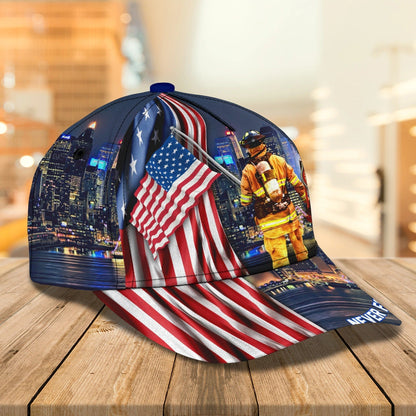 Customized With Name 3D Full Printing Baseball Firefighter Cap Hat, 4Th Of July Fire Man Caps CO0411