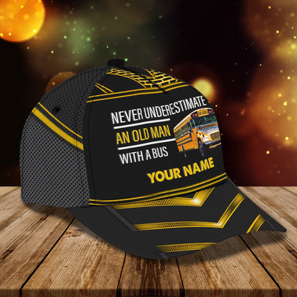 3D Classic Cap School Bus Personalized Name Cap Lasfour CA0509