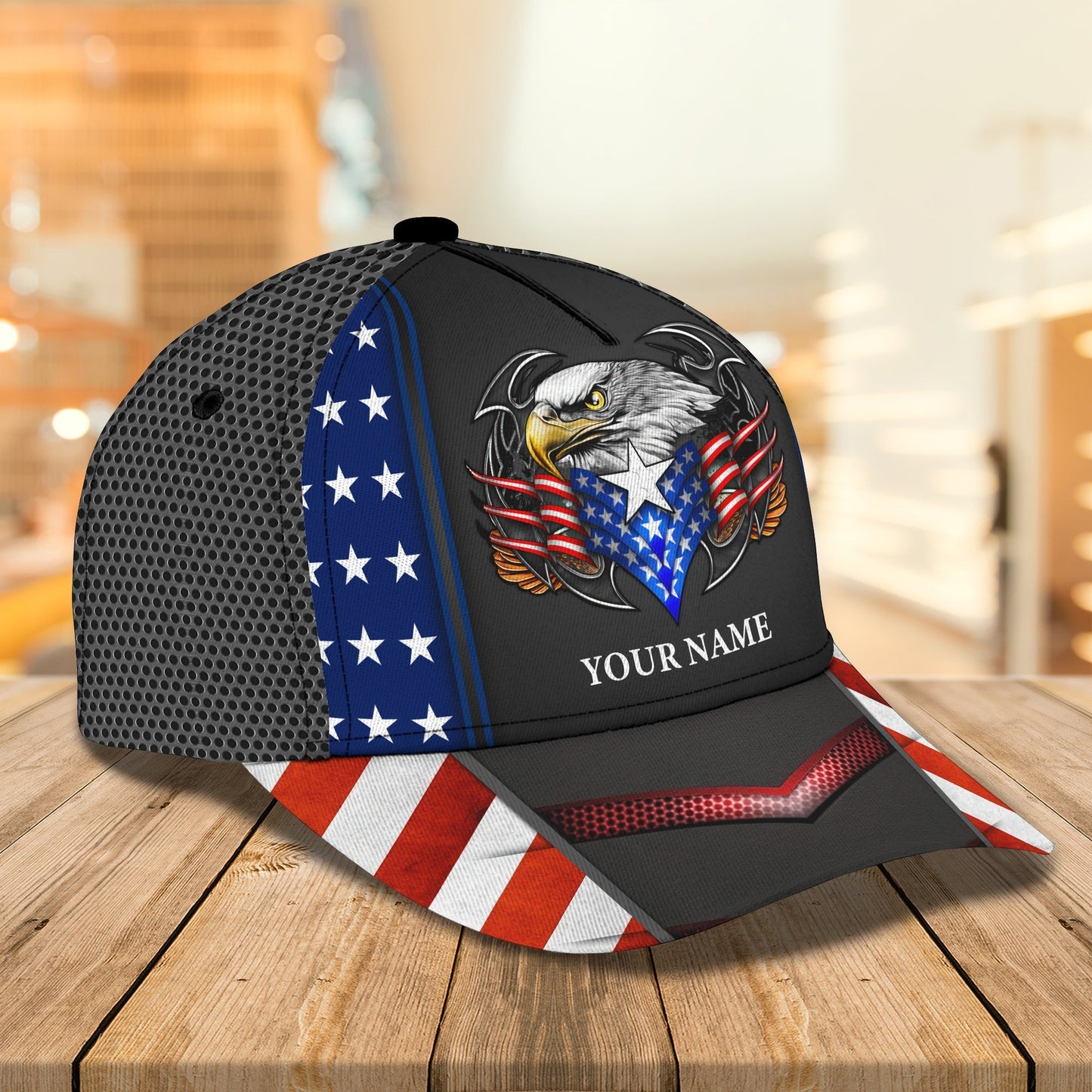 Customized With Name 3D Full Printed Patriotic Cap Hat, Eagle American Flag Baseball Cap Hat, Independence Day Cap Hat CO0524