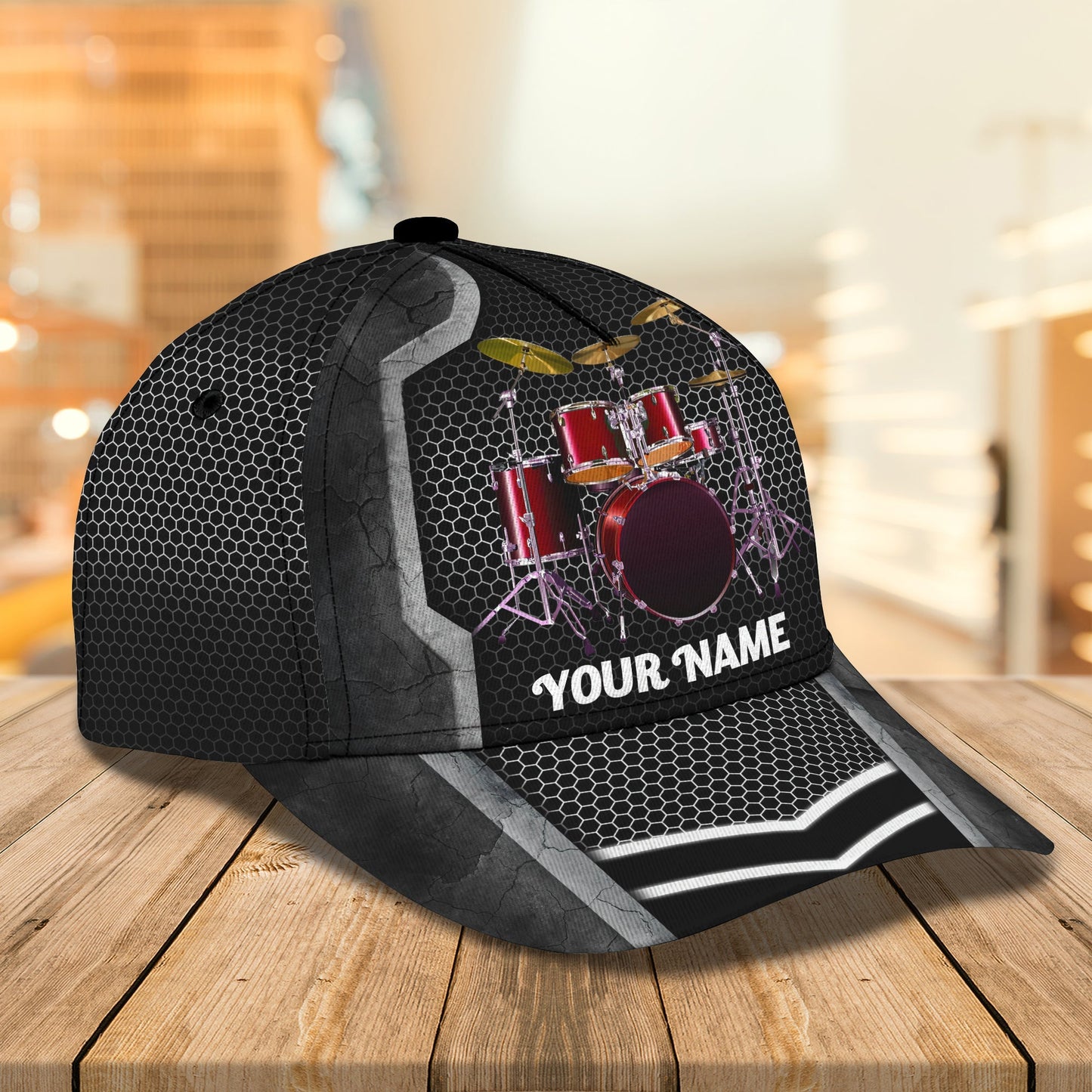 3D Classic Cap Red Drum Personalized Name Cap Lasfour CA0573