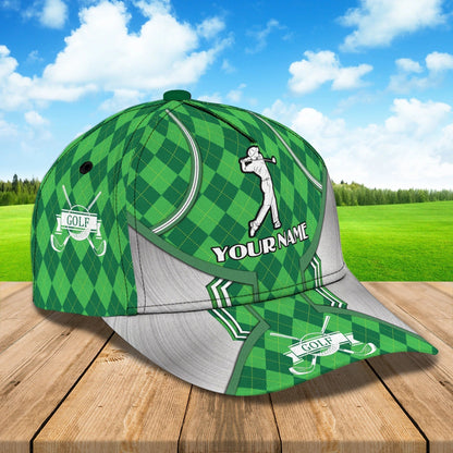 Custom Name Green Cap Golf Woman, Classic 3D Cap Hat For Golfer, Green Golf Cap Hat CO0366