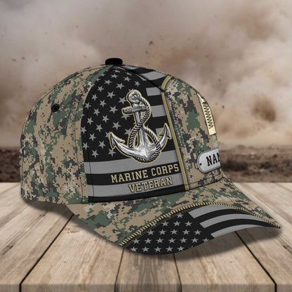 3D Classic Cap Marine Corps Veterans Cap personalized Name Cap Lasfour CA0029