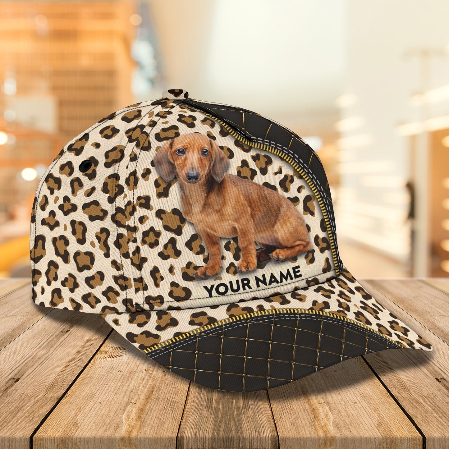 3D Classic Cap Classic Cap Dachshund Leopard Lasfour CA1999