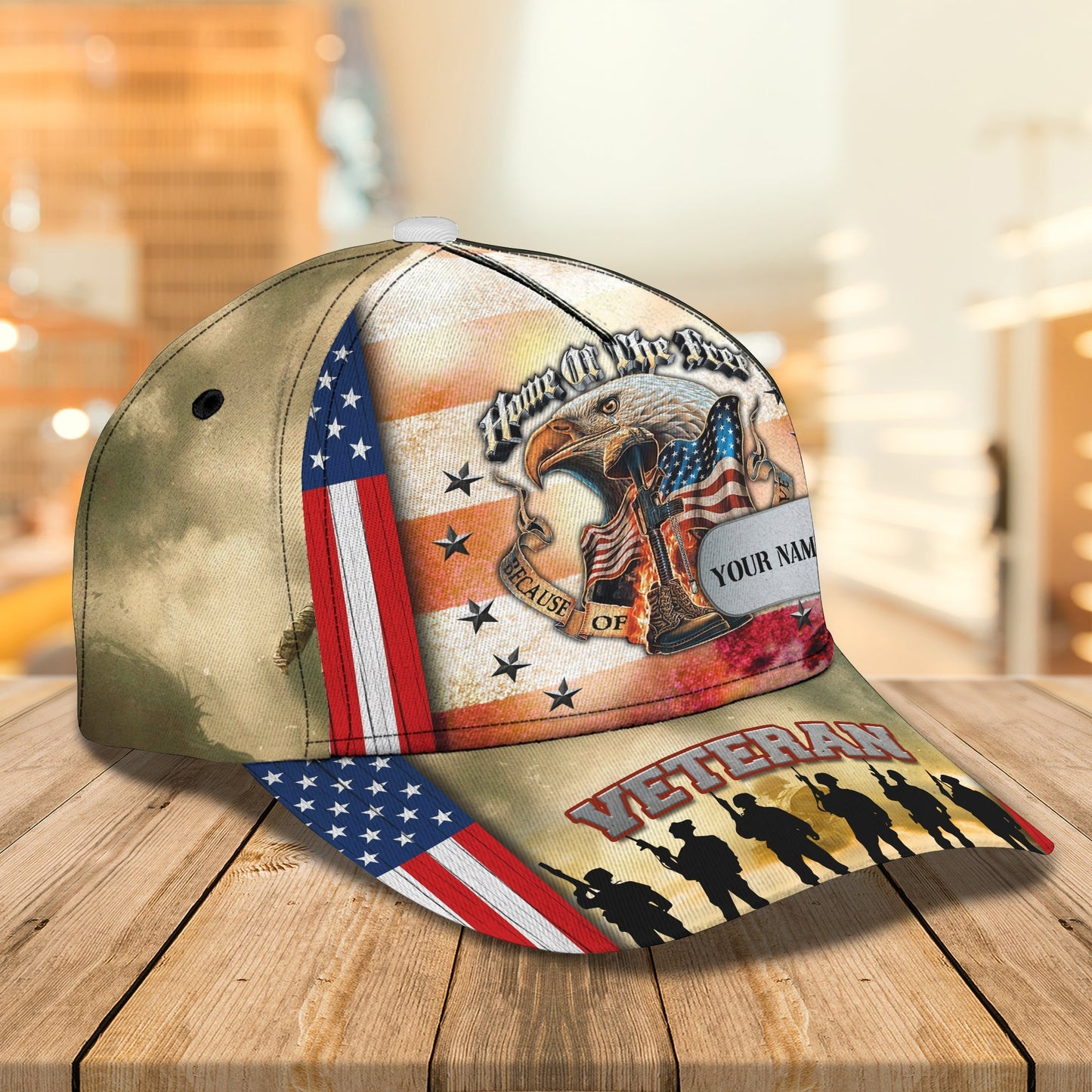 3D Classic Cap Veteran Honor Personalized Name Cap Lasfour CA1893