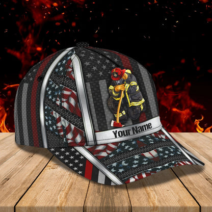 Customized With Name 3D Full Printing Baseball Firefighter Cap Hat, 4Th Of July Fire Man Caps CO0411