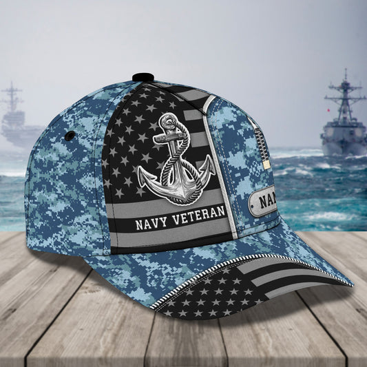 3D Classic Cap Navy Veteran Personalized Name Cap Nama323 Lasfour CA1699