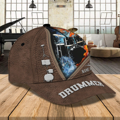 Cool Drum Classic Cap With Drummer Name, Present To Drum Lover, Drum Player Cap Hat For Travel Summer, Drum Cap CO0450