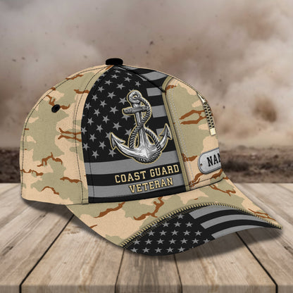 3D Classic Cap Coast Guard Veteran Personalized Name Cap Lasfour CA0960