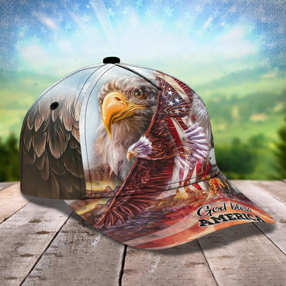 Customized America Eagle 3D Full Printed Baseball Cap Hat, God Bless America Classic Cap Hat CO0526