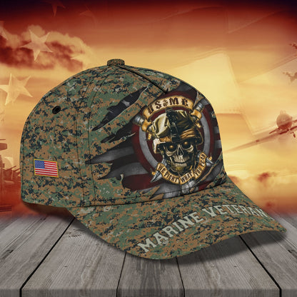 3D Classic Cap Marine Veteran Personalized Name Cap Lasfour CA0035