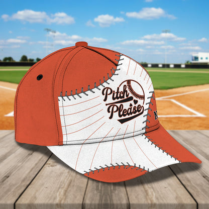 3D Classic Cap Pitch Please Baseball Personalized Name Cap Lasfour CA0656