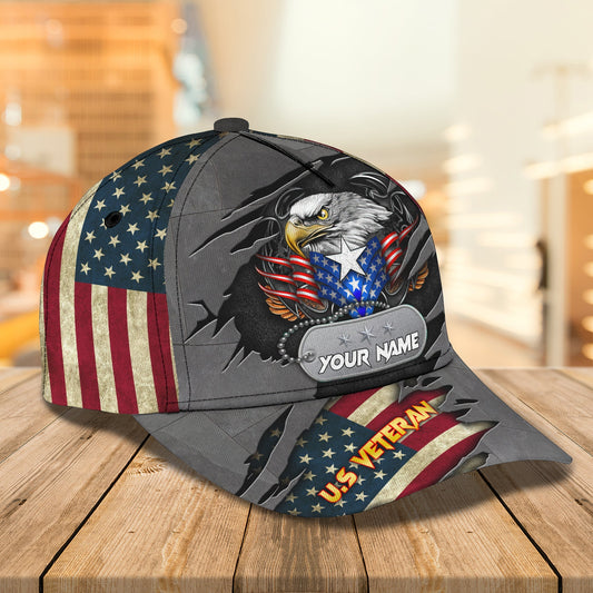 3D Classic Cap U.S Veteran Personalized Name Cap Lasfour CA0709