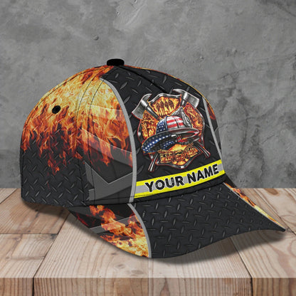 Personalized Firefighter 3D Full Print Baseball Cap Hat, Fire Man Cap Hat, Gift To Fireman Husband CO0408