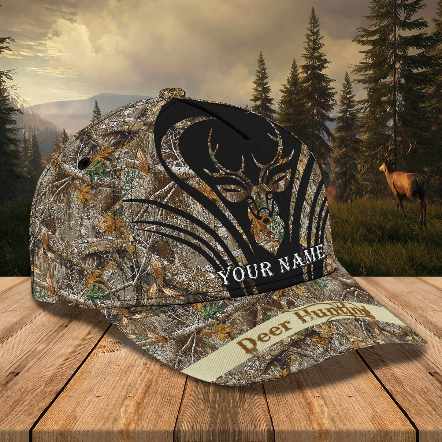 3D Classic Cap Deer Hungtingpersonalized Name Cap Lasfour CA1864