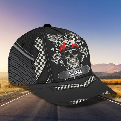 Personalized Racing American Classic Cap Hat, Skull Racer Cap Hat, Cool Racing Cap Hat CO0554