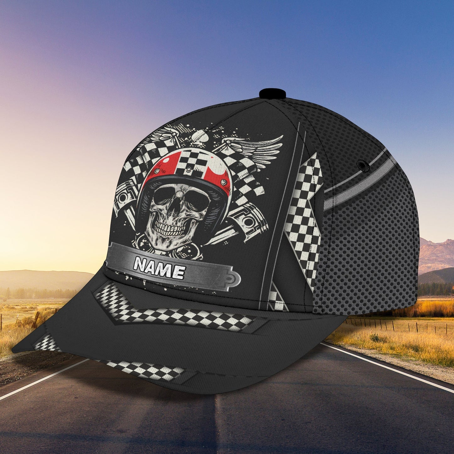 Personalized Racing American Classic Cap Hat, Skull Racer Cap Hat, Cool Racing Cap Hat CO0554