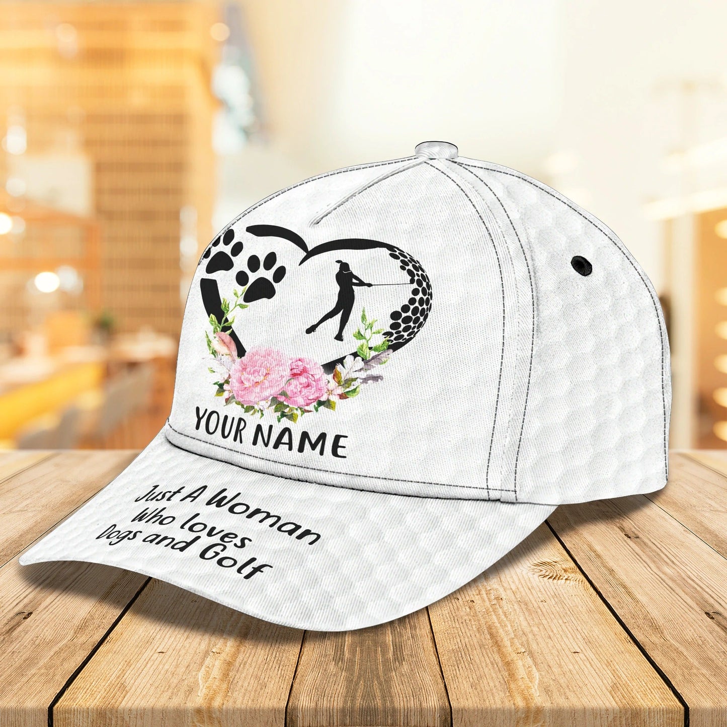 Personalized 3D Full Printed Cap For Girl Love Golf And Dog, 3D Golf Cap Hat For Her CO0375