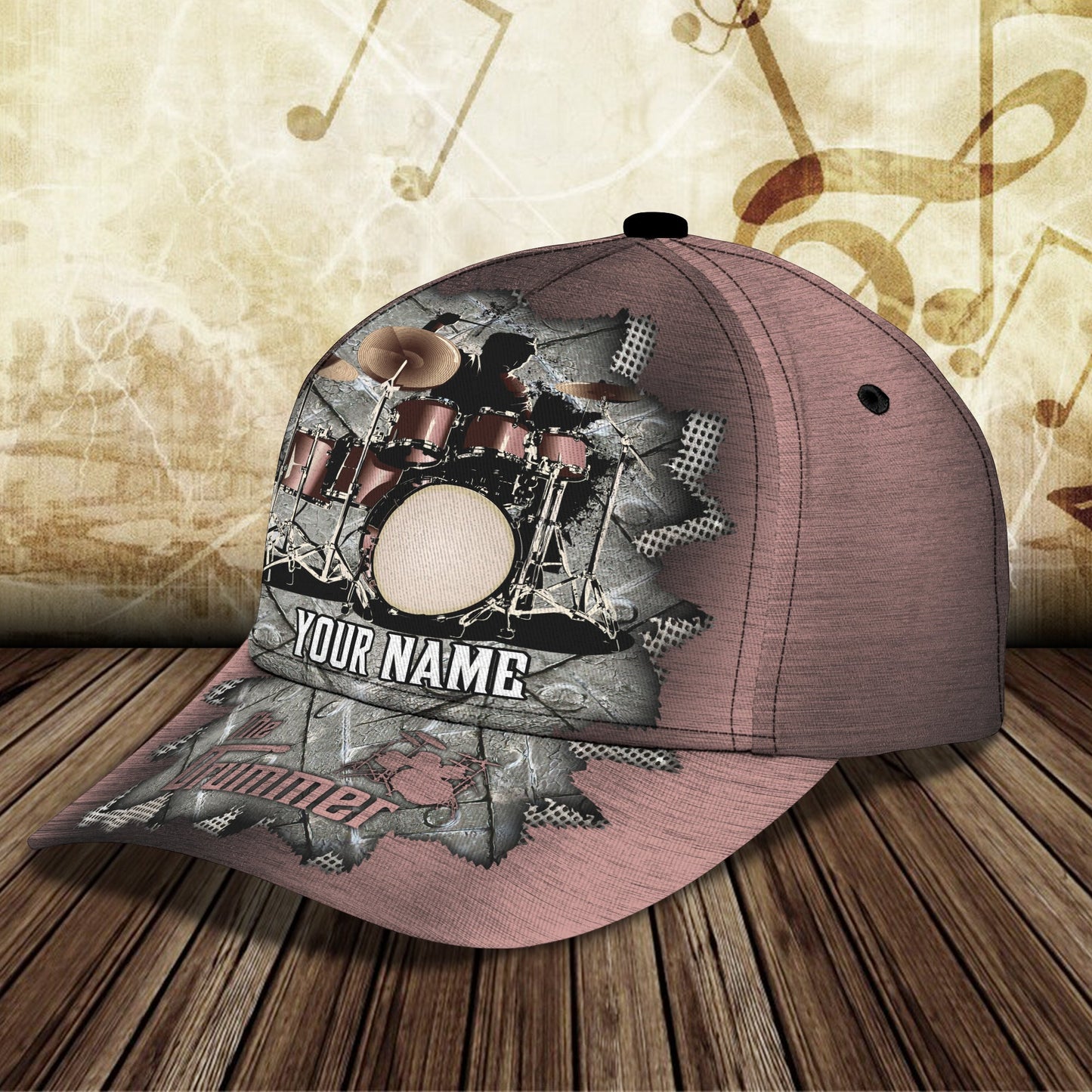 3D Classic Cap The Drummer Personalized Name Cap Lasfour CA0700