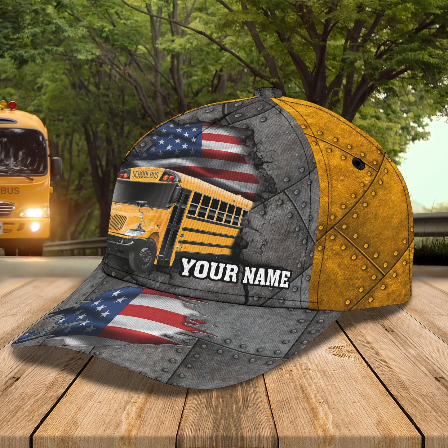 3D Classic Cap America Bus Driver Personalized Name Cap Lasfour CA0615