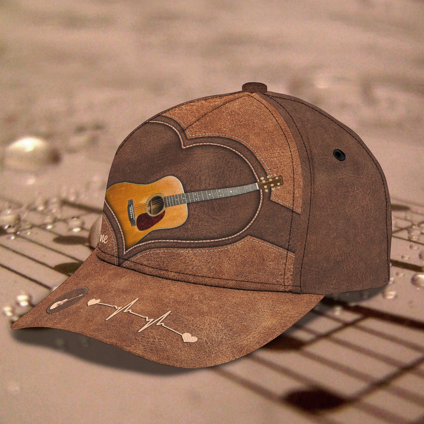 3D Classic Cap Love Guitar Personalized Name Cap Lasfour CA0574