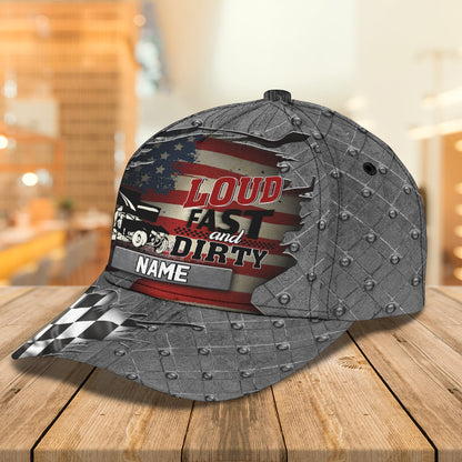 Personalized 3D Full Print Baseball Cap, America Dirty Track Racing Cap Hat, Racing Hat, Dirty Track Racing Cap CO0551