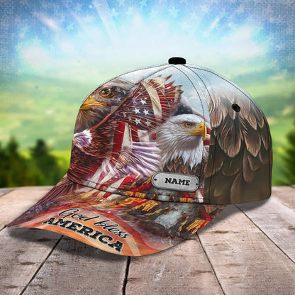 Customized America Eagle 3D Full Printed Baseball Cap Hat, God Bless America Classic Cap Hat CO0526