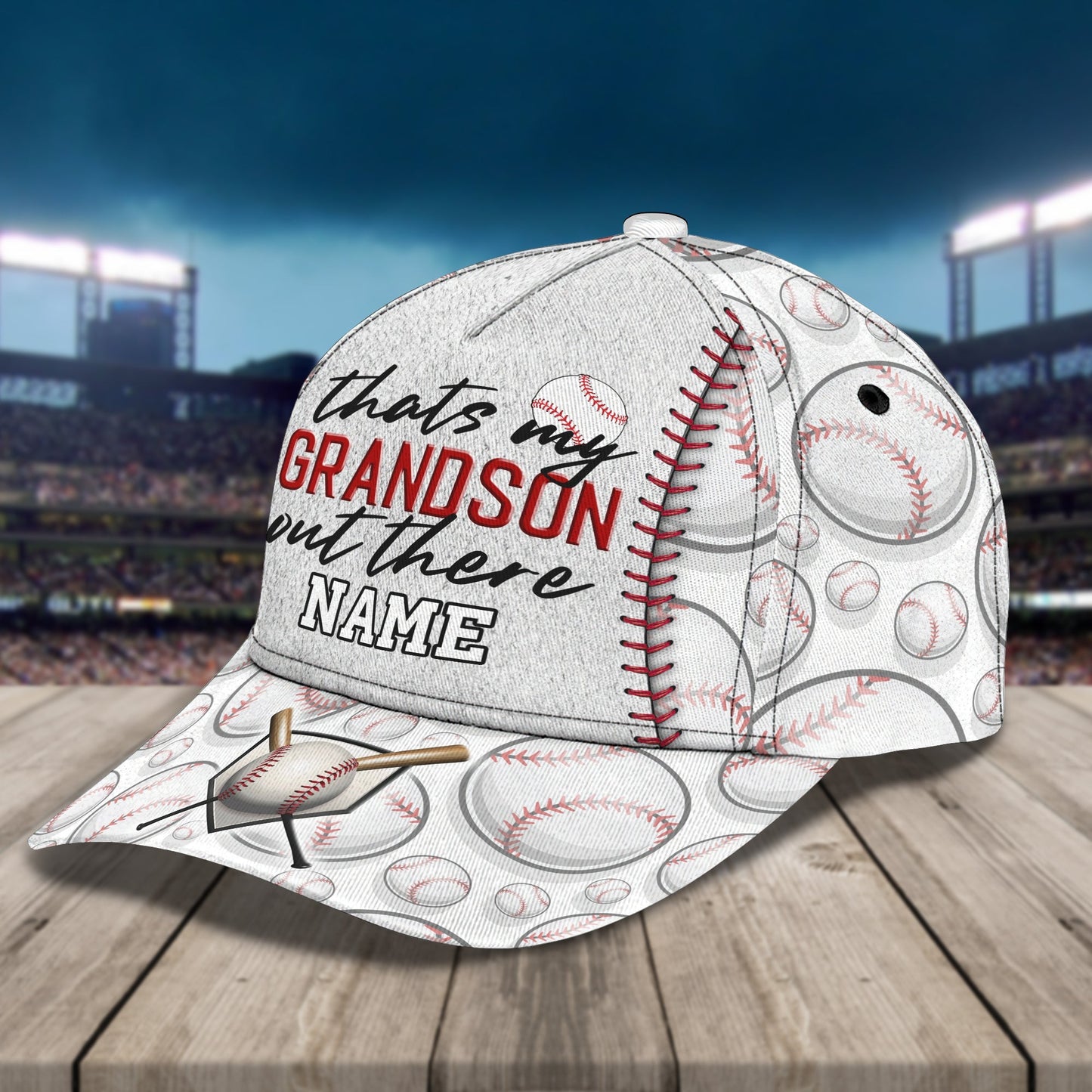 3D Classic Cap Grandson Baseball Personalized Name Cap Lasfour CA1490