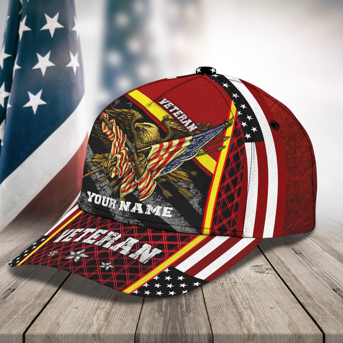 3D Classic Cap Veteran Personalized Name Cap Lasfour CA0529