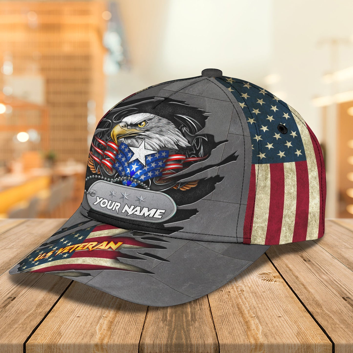 3D Classic Cap U.S Veteran Personalized Name Cap Lasfour CA0709