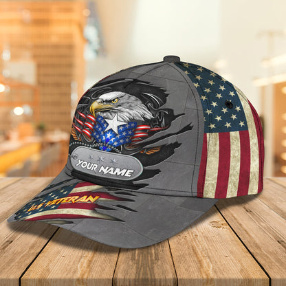 3D Classic Cap U.S Veteran Personalized Name Cap Lasfour CA0709