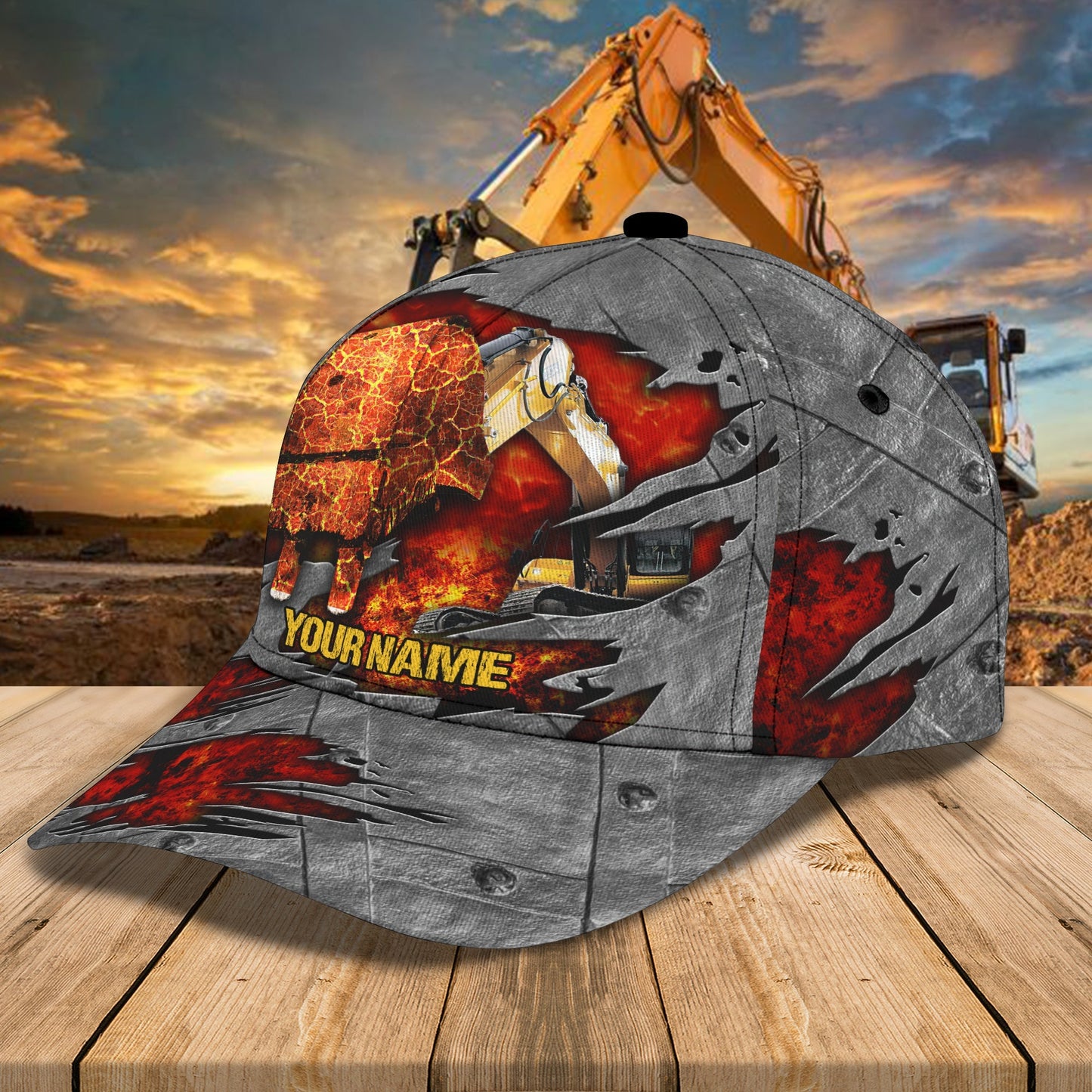 3D Classic Cap Excavator Personalized Name Cap Lasfour CA0690