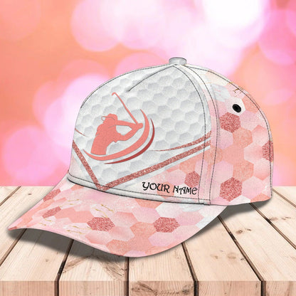 Personalized 3D Full Printed Cap For Girl Love Golf And Dog, 3D Golf Cap Hat For Her CO0375