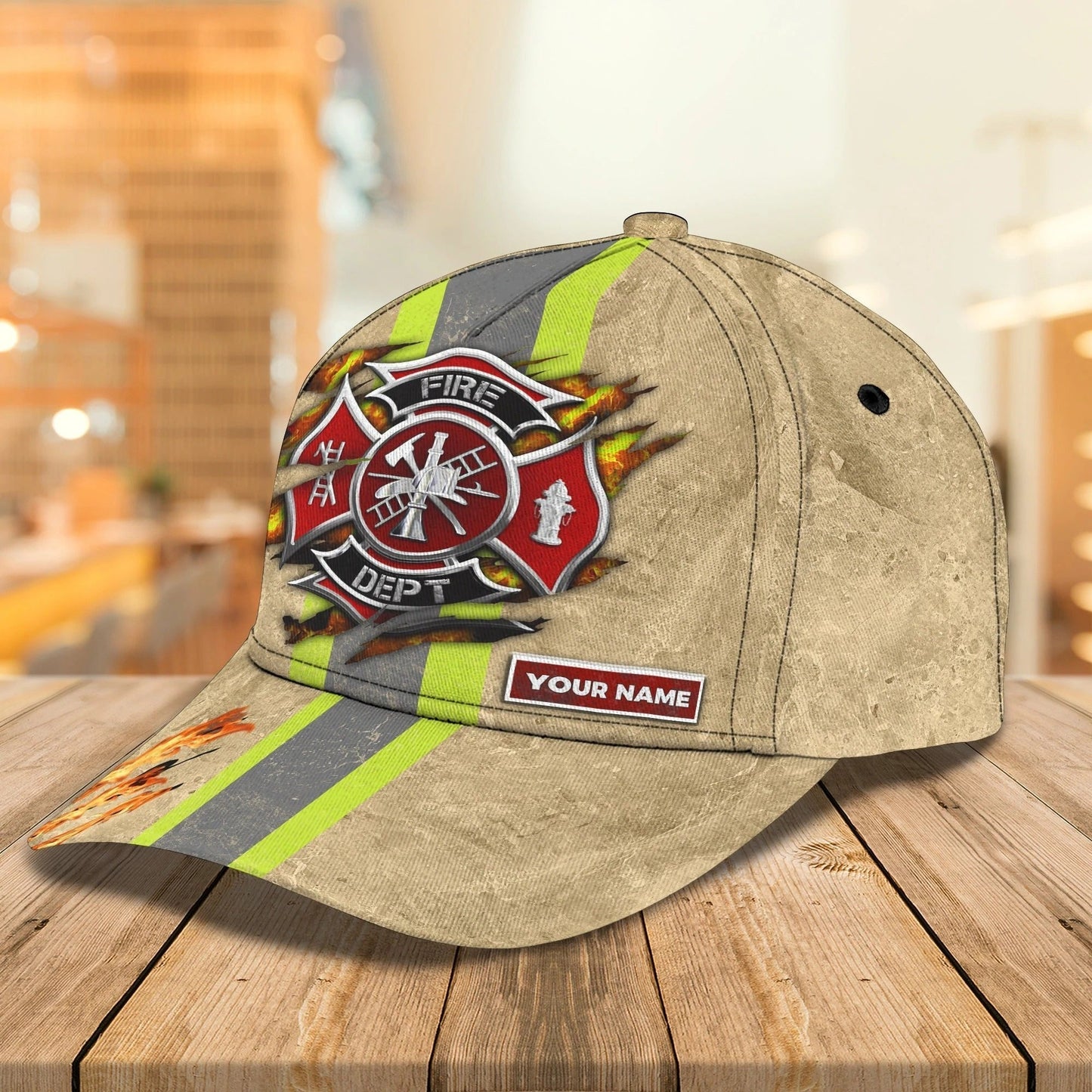 Custom With Name Fire Man Baseball Cap, Classic 3D Full Print Hat Cap For Firefighters CO0409