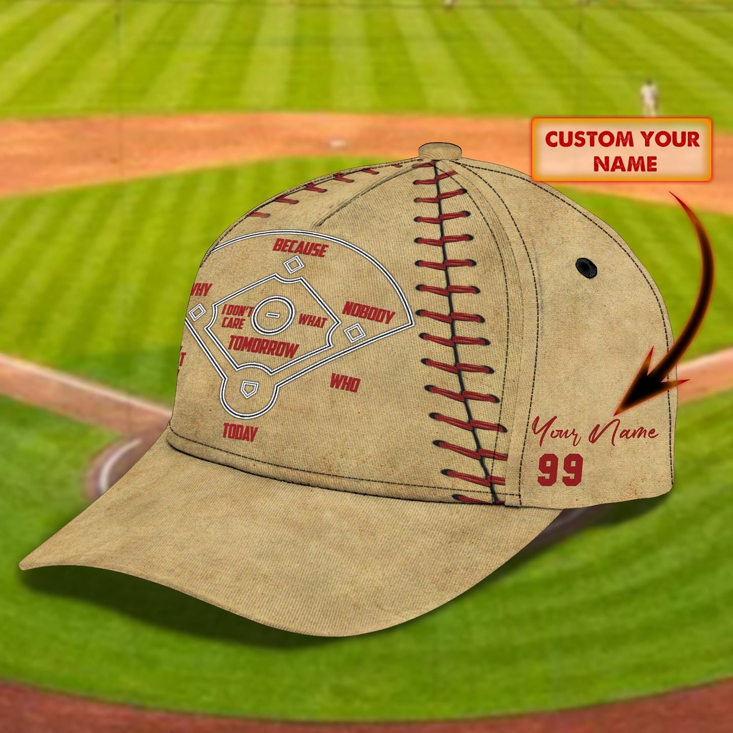 3D Classic Cap Baseball Personalized Name Cap Lasfour CA0564