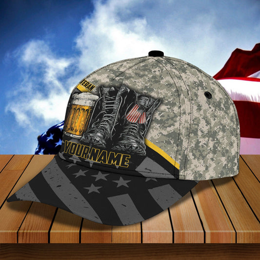 3D Classic Cap Beer And Veteran Personalized Name Cap Beer Lasfour CA1485