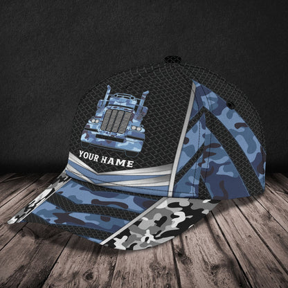 3D Classic Cap Trucker Blue Camo Personalized Name Cap Lasfour CA0706