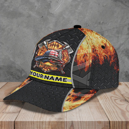 Custom With Name Fire Man Baseball Cap, Classic 3D Full Print Hat Cap For Firefighters CO0409