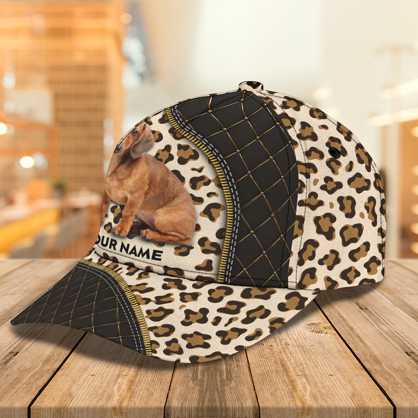 3D Classic Cap Personalized Classic Cap Dachshund Leopard Lasfour CA1447