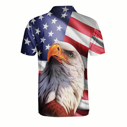 3D All Over Print Patriotic American Design With Eagle Polo Shirt, Idea Shirt for Men in Independence Day SO1362