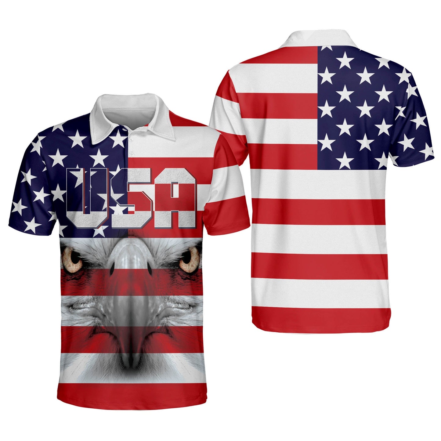 3D All Over Print US Flag Colors Patriotic Polo Shirt, USA Pattern Shirt for Men, Independence Day Polo Shirt SO1361