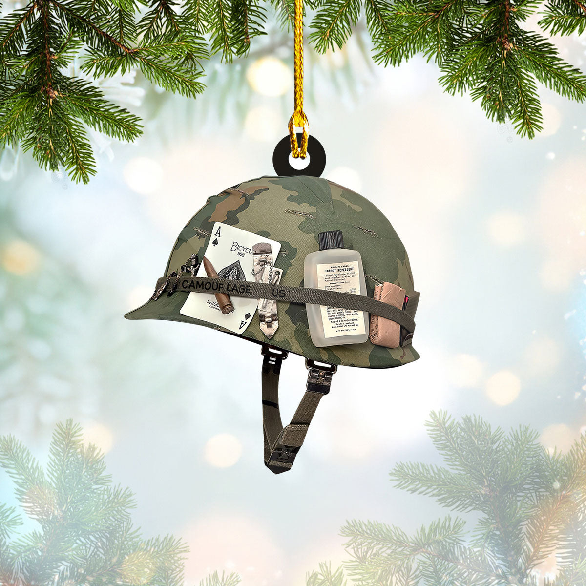 Personalized Army Helmet Custom Shaped Christmas Ornament, Helmet Ornament, Army Ornament OO1649