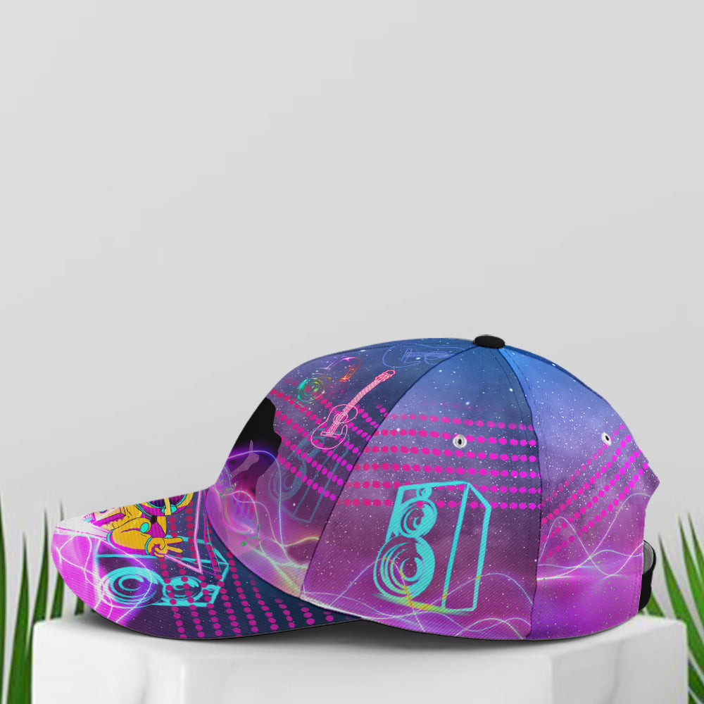 DJ Rhythm Neon Artwork Baseball Cap Lasfour CO0853