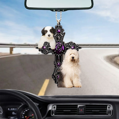 Old English Sheepdog Pray For God Car Hanging Ornament Dog Pray For God Ornament Lasfour OO0750