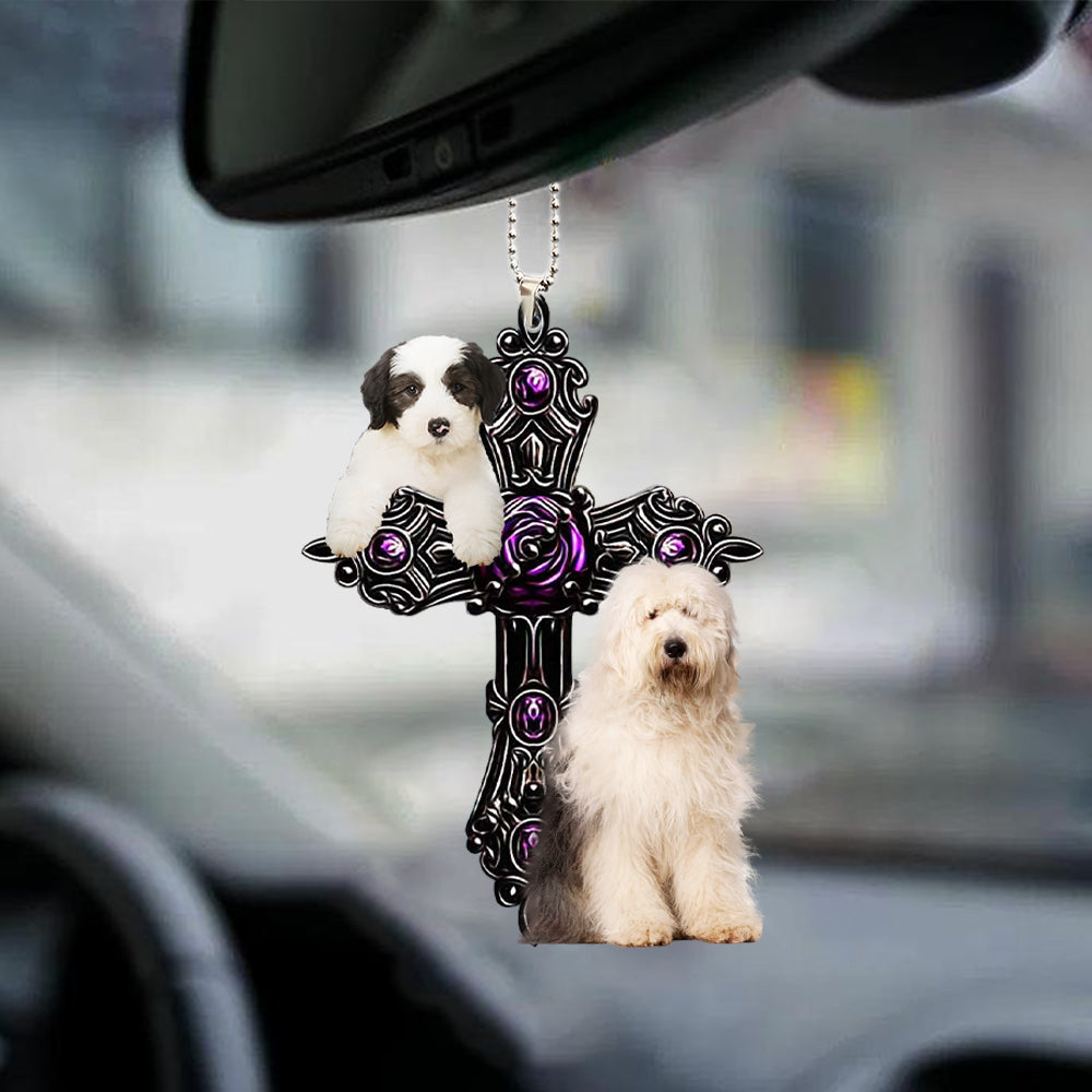 Old English Sheepdog Pray For God Car Hanging Ornament Dog Pray For God Ornament Lasfour OO0750