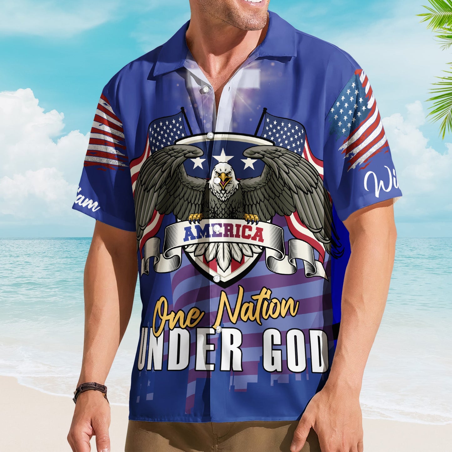 One Nation Under God Christian 4th Of July Hawaiian Shirt - Custom Hawaiian Shirts HA0108