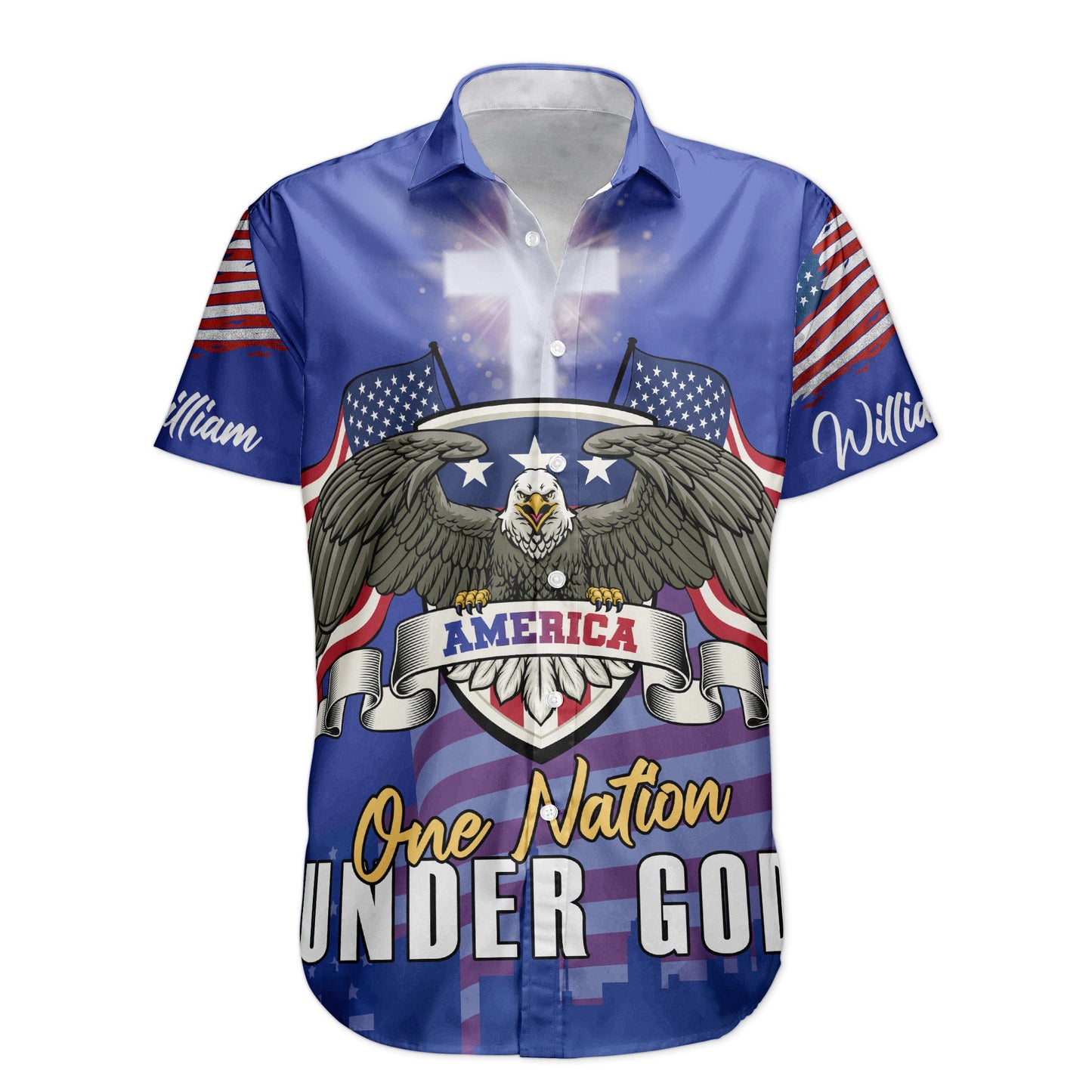 One Nation Under God Christian 4th Of July Hawaiian Shirt - Custom Hawaiian Shirts HA0108