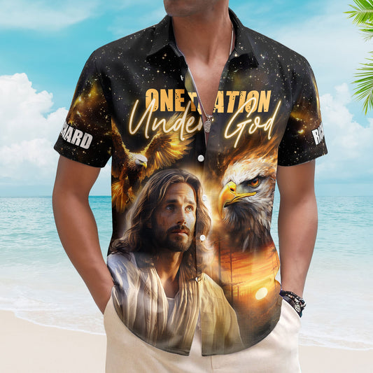 One Nation Under God Jesus Hawaiian Shirt - Custom Hawaiian Shirts HA0102