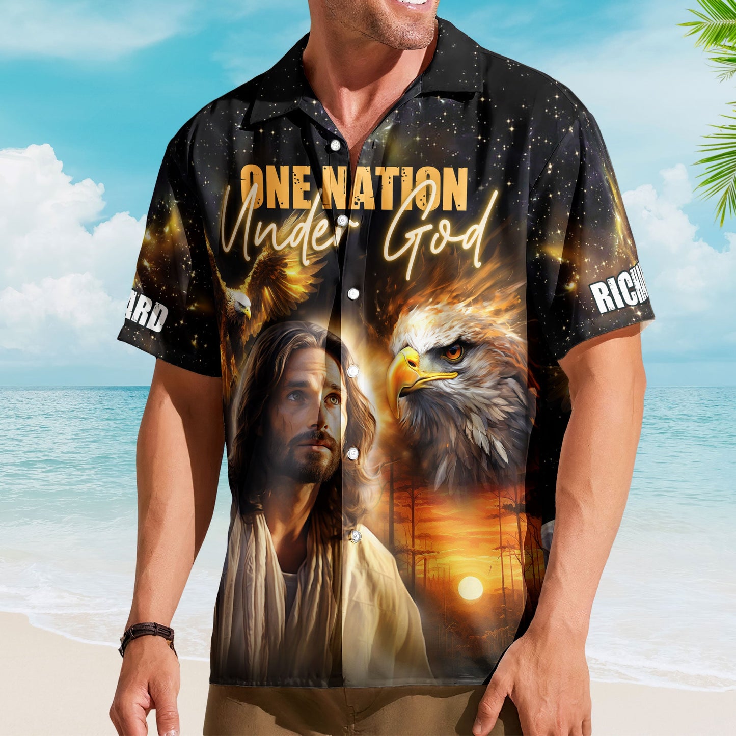 One Nation Under God Jesus Hawaiian Shirt - Custom Hawaiian Shirts HA0102