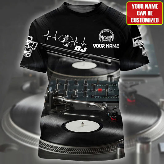 3D Printed Black DJ Shirt, EDM DJ Club Uniform, DJ Tshirt TO2273